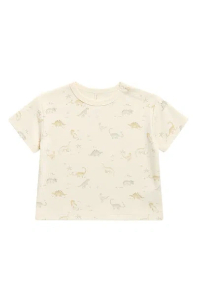 Quincy Mae Babies'  Dinosaur Boxy Graphic T-shirt In White