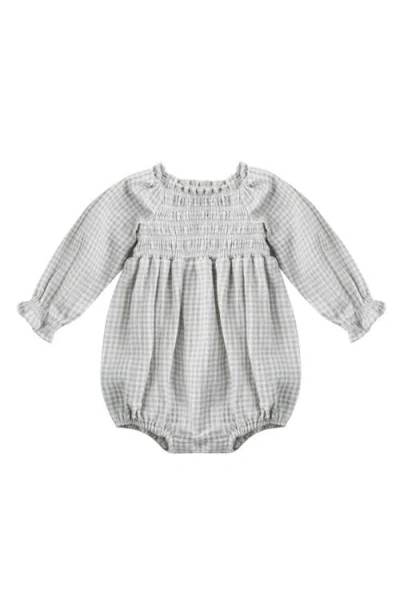 Quincy Mae Babies'  Eden Long Sleeve Gingham Bodysuit In Gray