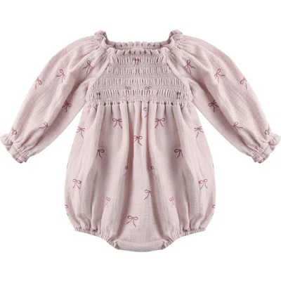 Quincy Mae Babies'  Eden Smocked Bodice Long Sleeve Organic Cotton Gauze Romper In Multi