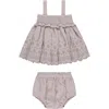 Quincy Mae Embroidered Eyelet Organic Cotton Trapeze Top & Bloomers In Lavender
