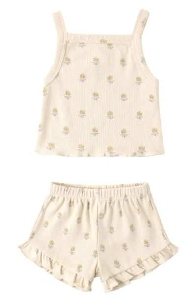 Quincy Mae Babies'  Evie Tank & Shorts Set In Neutral