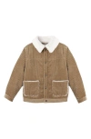 Quincy Mae Faux Fur & Cotton Corduroy Jacket In Brown
