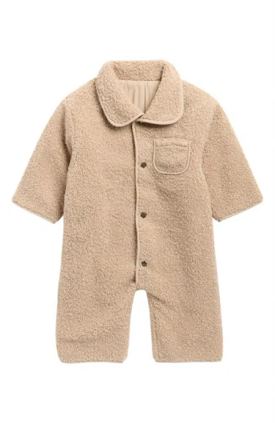Quincy Mae Babies'  Faux Shearling Romper In Neutral
