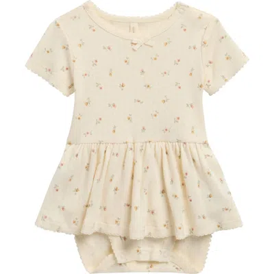 Quincy Mae Babies'  Floral Organic Cotton Skirted Romber In Brown