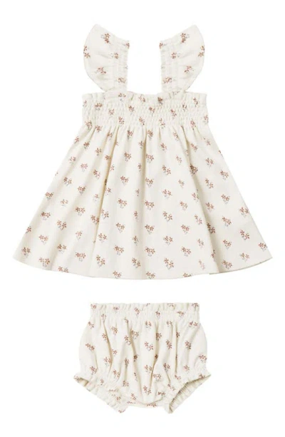 Quincy Mae Babies' Floral Smocked Organic Cotton Dress & Bloomers Set In Summer-flower