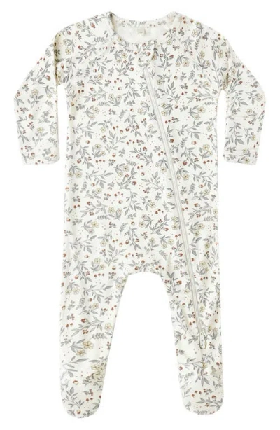 Quincy Mae Babies'  Floral Zip Footie In Multi