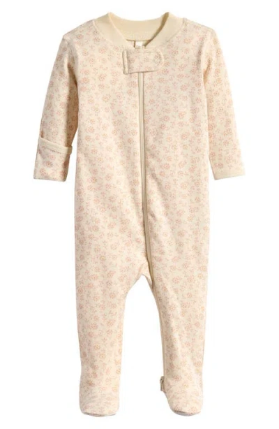 Quincy Mae Babies'  Floral Zip Footie In Neutral