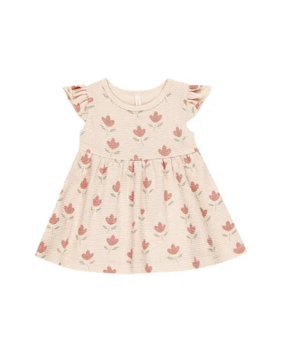Quincy Mae Kids' Flutter Sleeve Dress In Neutral