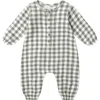 Quincy Mae Forest Check Organic Cotton Romper In Green