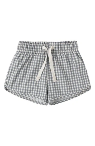 Quincy Mae Babies'  Gingham Print Upf 50+ Swim Trunks In Gray