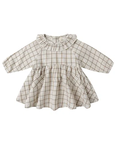 Quincy Mae Kids' Girl's Simone Dress In Blue Plaid In Gold