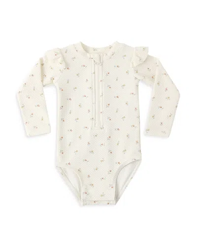 Quincy Mae Girls' Byron One Piece Rashguard Swimsuit - Baby In Neutral