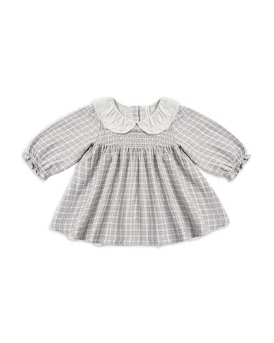 Quincy Mae Girls' Callie Cotton Gingham Dress - Baby In Gray