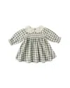 Quincy Mae Girls' Checked Eyelet Collar Smocked Dress - Baby In Green