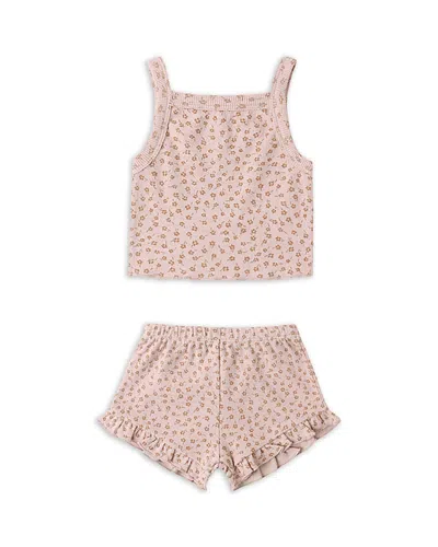 Quincy Mae Girls' Evie Tank Top & Shorts Set - Baby In Pink