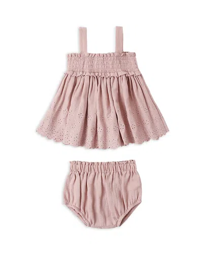 Quincy Mae Girls' Mae Smocked Tank Top & Bloomers Set - Baby In Pink