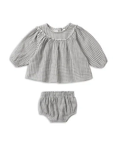 Quincy Mae Girls' Mia Top & Bloomers Set - Baby In Gray