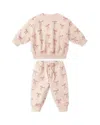 Quincy Mae Girls' Relaxed Fleece Bow Print Sweatshirt & Joggers - Baby In Pink