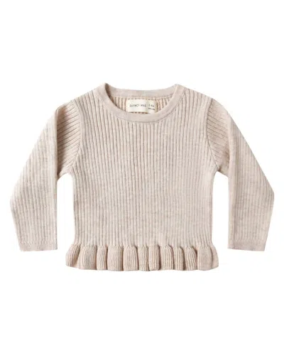 Quincy Mae Kids' Girl's Rib Knit Peplum Top In Lilac In Gray