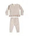 Quincy Mae Girls' Rib Peplum Top & Pants Set - Baby In Neutral