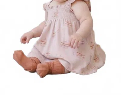 Quincy Mae Kids' Girls Smocked Jersey Dress In Carousel In Pink