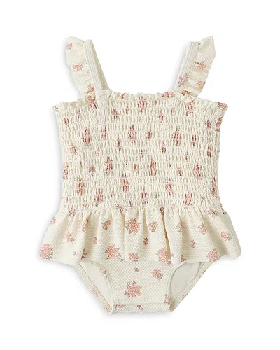 Quincy Mae Kids' Girls' Smocked One Piece Swimsuit - Baby In Neutral