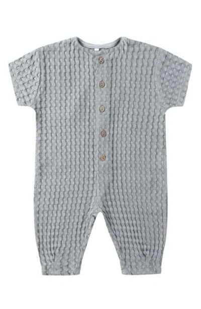 Quincy Mae Babies'  Hayes Waffle Knit Romper In Blue