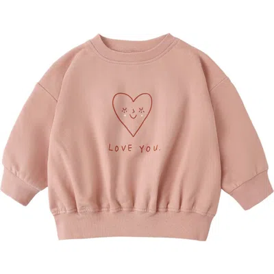 Quincy Mae Babies'  Heart Cotton Graphic Sweatshirt In Neutral
