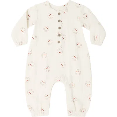 Quincy Mae Babies'  Heart Eyes Print Organic Cotton Romper In Multi