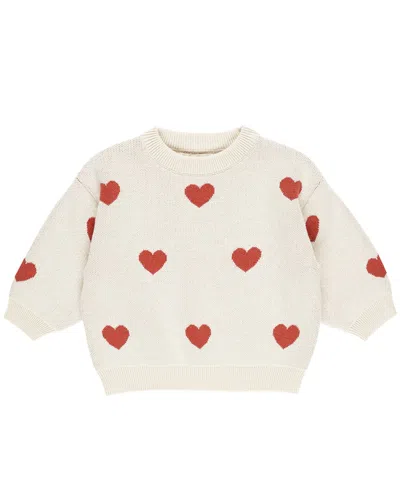 Quincy Mae Kids' Heart Knit Sweater In Neutral