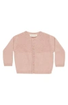 Quincy Mae Heathered Organic Cotton Knit Cardigan Sweater In Pink
