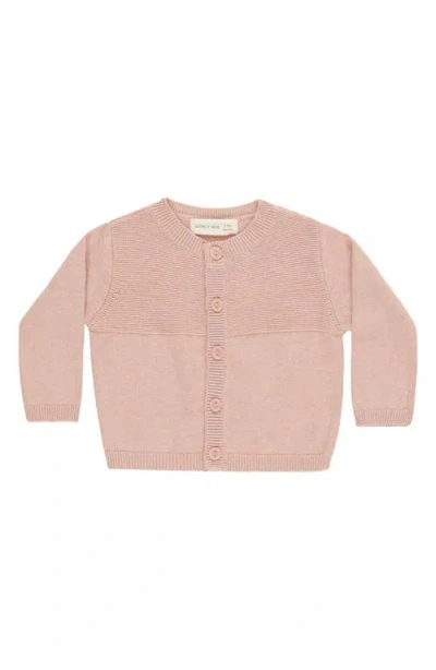 Quincy Mae Babies'  Heathered Organic Cotton Knit Cardigan Sweater In Pink