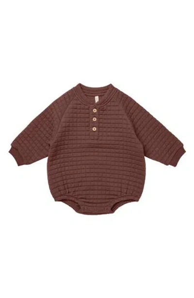 Quincy Mae Kids'  Henley Bubble Bodysuit In Plum