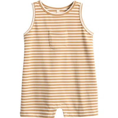 Quincy Mae Babies'  Honey Stretch Cotton Romper In Brown