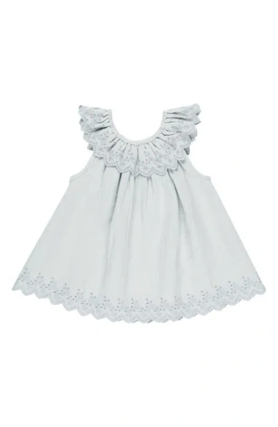 Quincy Mae Babies'  Isla Floral Eyelet Organic Cotton Dress & Bloomers Set In Gray