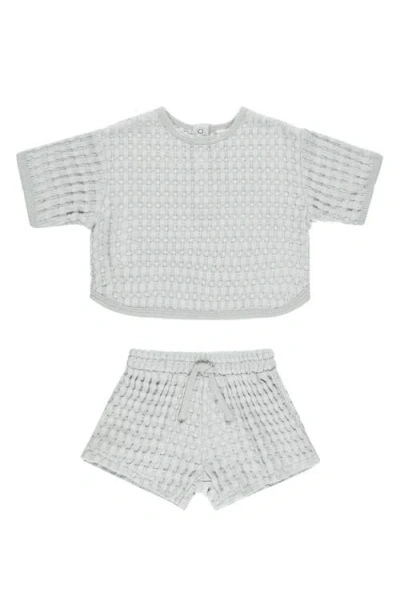 Quincy Mae Babies'  Jayden Cotton Blend Top & Shorts Set In Blue