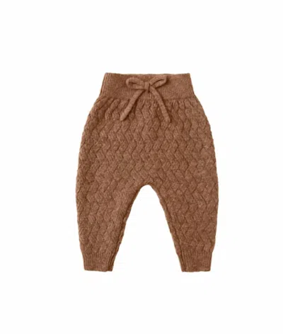 Quincy Mae Kid's Heathered Knit Pants In Cedar In Brown
