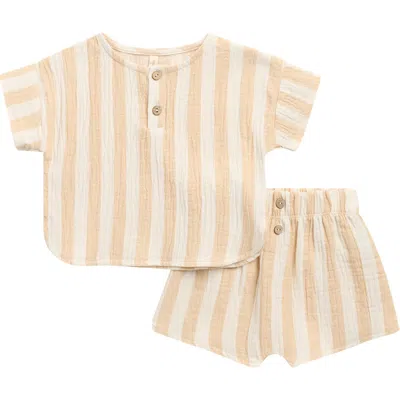 Quincy Mae Babies'  Kids' Boxy Organic Cotton Top & Shorts Set In Brown