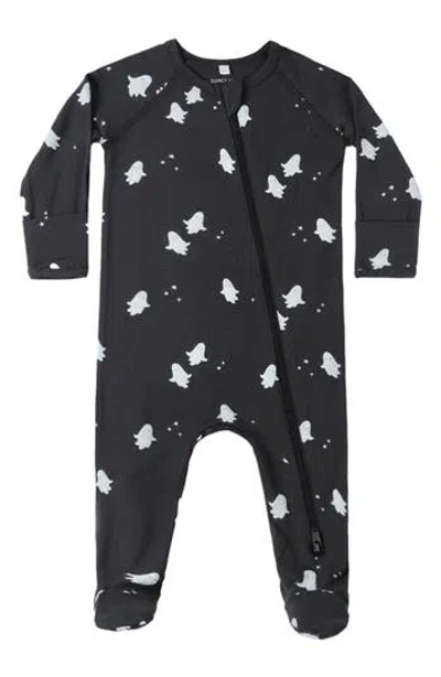 Quincy Mae Kids' Ghosts Print Zip Footie In Ghosts Aw24-nb