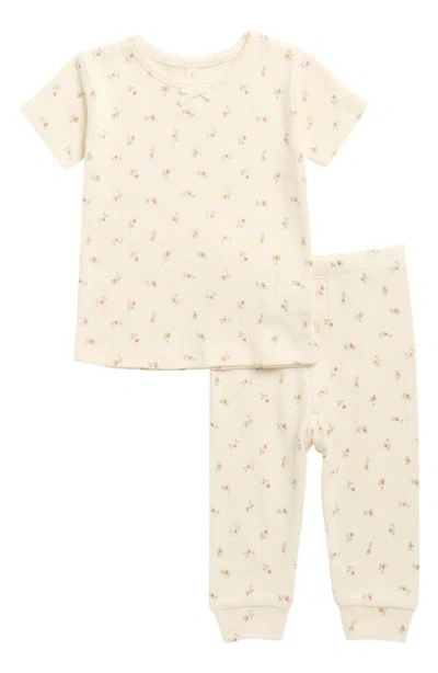 Quincy Mae Babies'  Kids' Organic Cotton Pointelle Knit T-shirt & Leggings Set In Brown