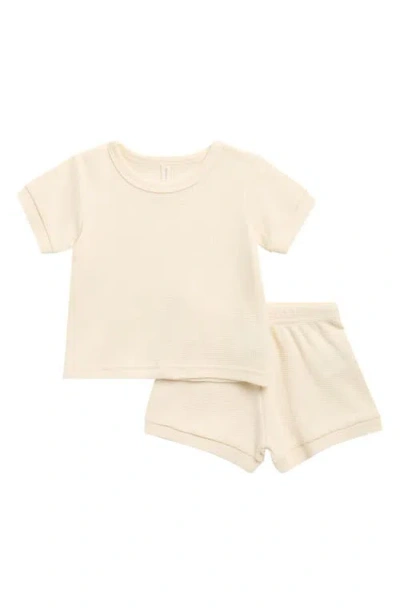 Quincy Mae Babies'  Kids' Organic Cotton Waffle Knit T-shirt & Shorts Set In Brown