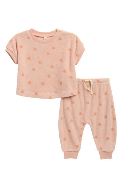 Quincy Mae Kids' Polka Dot Terry T-shirt & Pants Set In Pattern