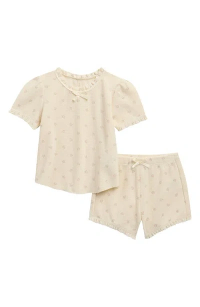 Quincy Mae Babies'  Kids' Ruby Ditsy Organic Cotton Top & Shorts Set In White