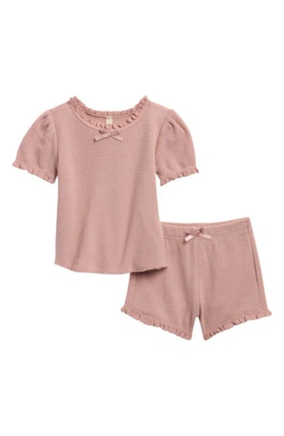 Quincy Mae Babies'  Kids' Ruby Waffle Knit Top & Bloomers Set In Pink