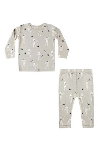 Quincy Mae Kids' Skeleton Pajamas Set In Gray