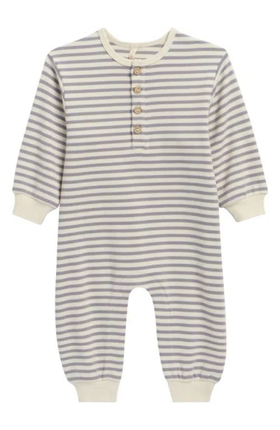 Quincy Mae Babies'  Kids' Stripe Stretch Organic Cotton Romper In Brown