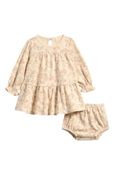 Quincy Mae Babies'  Kids' Tiered Organic Cotton Jersey Dress & Bloomers Set In Neutral