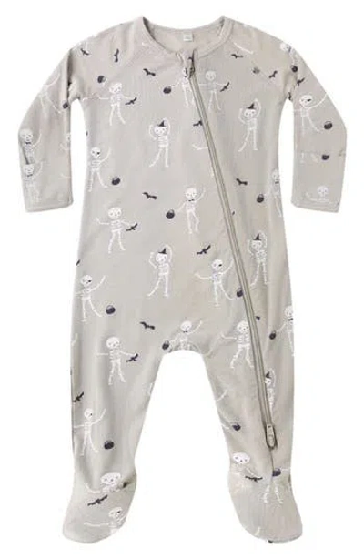 Quincy Mae Kids' Zip Footie In Gray