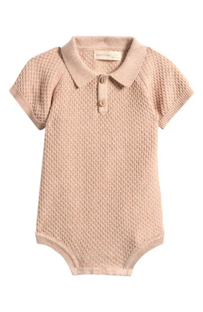 Quincy Mae Babies'  Knit One-piece Polo Sweater In Brown