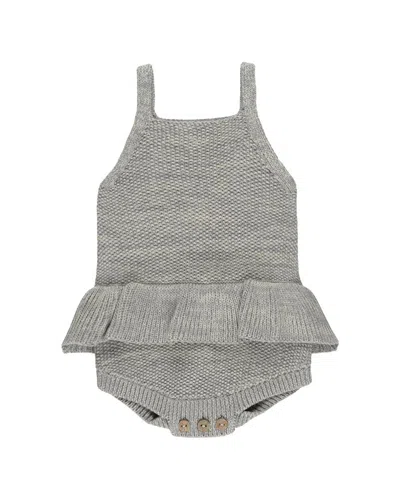 Quincy Mae Kids' Knit Ruffle Romper In Gray